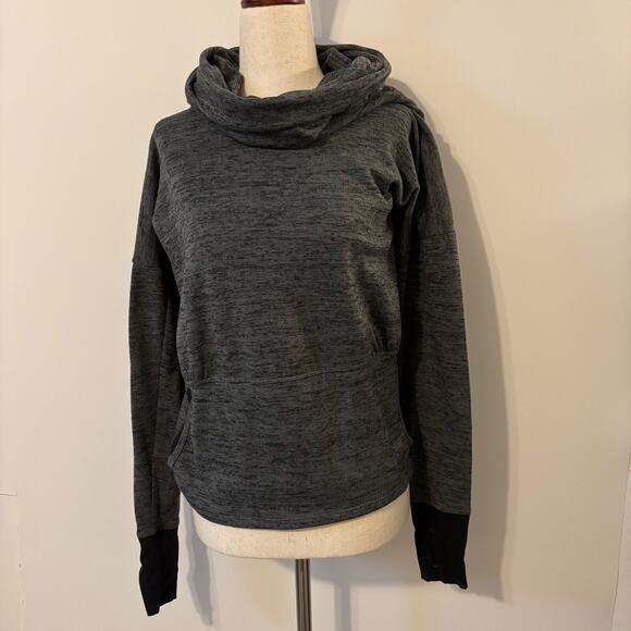 Athleta Women's Batwing Cowl Gray Pullover Large Pockets S Small - Picture 1 of 9